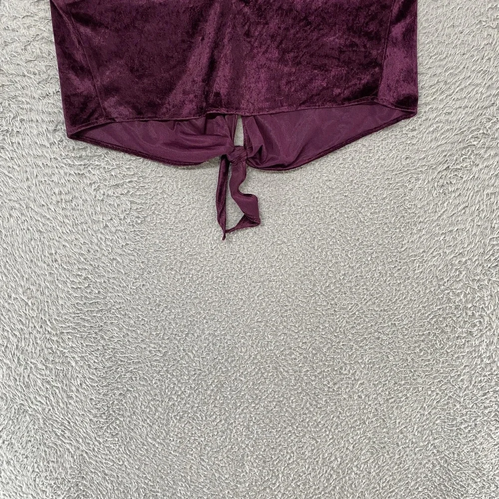 Free People Intimately Crop Tank Top Womens XS Purple Velvet Button Tie Front